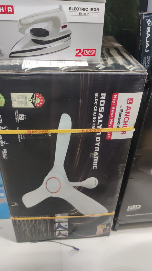 Anchor by Panasonic Rosalyn Dynamic 1200mm BLDC Ceiling Fan with Remote, 5 Star Ceiling Fan with 6 Speed Control Remote, High Speed Ceiling Fan, Glossy White, 3 Yrs Warranty (14227GWH)