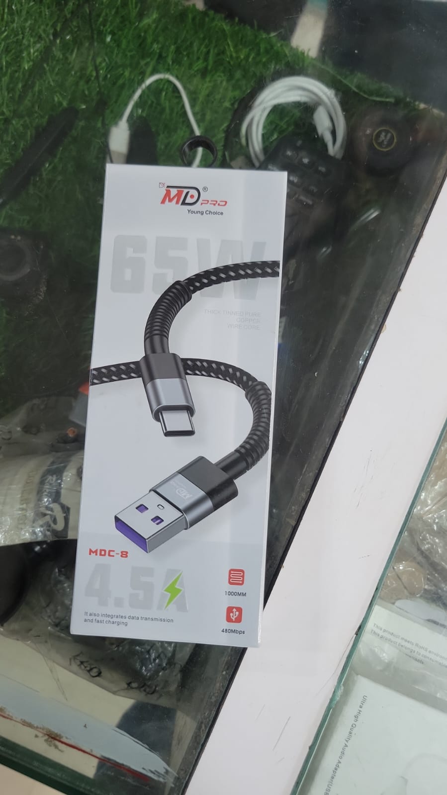MD Pro MDC-8 Type-C 65W Braided Data Cable 1 Year Warranty