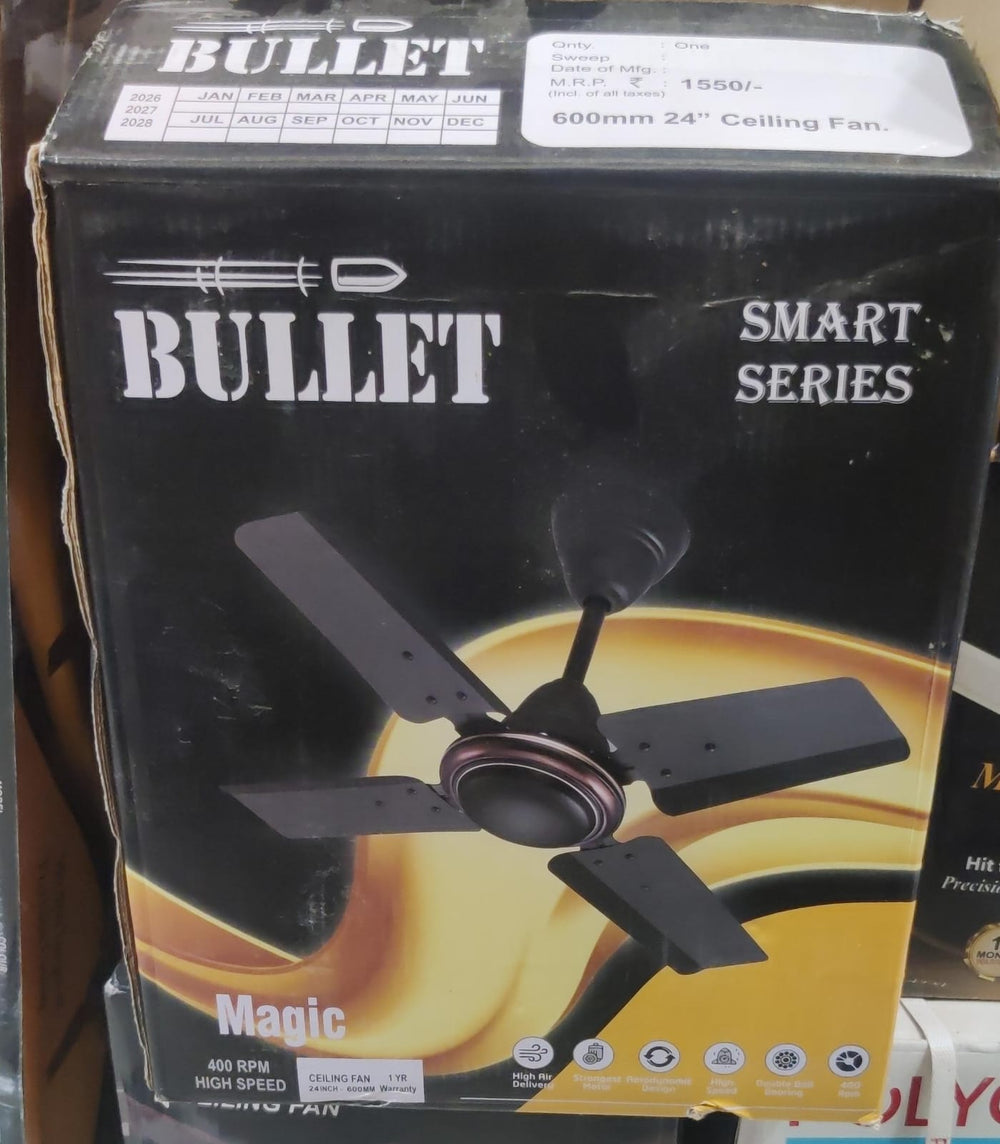 Bullet Ceiling Fan Size 600mm 400Rpm 1 Year Warranty