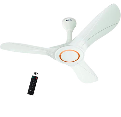 Anchor by Panasonic Rosalyn Dynamic 1200mm BLDC Ceiling Fan with Remote, 5 Star Ceiling Fan with 6 Speed Control Remote, High Speed Ceiling Fan, Glossy White, 3 Yrs Warranty (14227GWH)