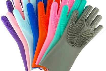 Gloves Magic Silicone Dish Washing Gloves, Silicon Cleaning Gloves, Silicon Hand Gloves for Kitchen Dishwashing and Pet Grooming, Great for Washing Dish, Car, Bathroom