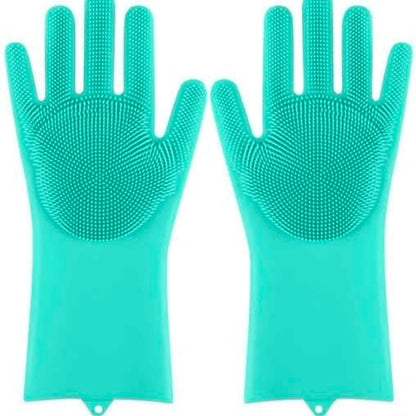 Gloves Magic Silicone Dish Washing Gloves, Silicon Cleaning Gloves, Silicon Hand Gloves for Kitchen Dishwashing and Pet Grooming, Great for Washing Dish, Car, Bathroom
