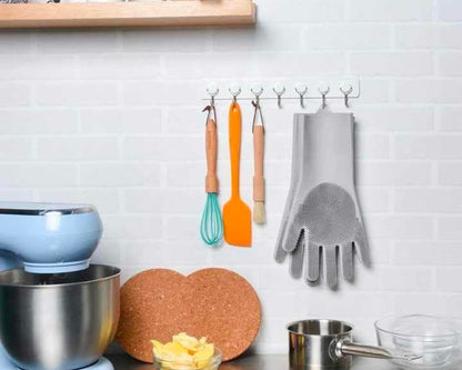 Gloves Magic Silicone Dish Washing Gloves, Silicon Cleaning Gloves, Silicon Hand Gloves for Kitchen Dishwashing and Pet Grooming, Great for Washing Dish, Car, Bathroom