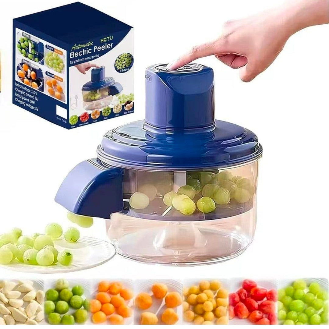 Automatic Electric Peeler & Food Chopper | USB Rechargeable One-Touch Vegetable & Fruit Peeling Machine | Portable Mini Kitchen Processor for Garlic, Grapes, Cherry Tomatoes Nuts & More