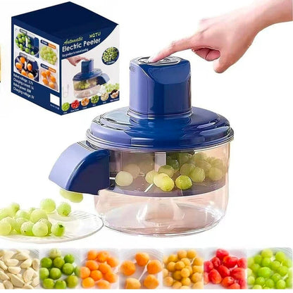 Automatic Electric Peeler & Food Chopper | USB Rechargeable One-Touch Vegetable & Fruit Peeling Machine | Portable Mini Kitchen Processor for Garlic, Grapes, Cherry Tomatoes Nuts & More