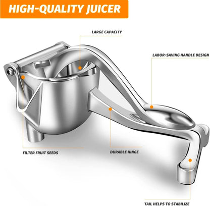 UPLEVELBUCKET Heavy Duty Aluminium Manual Fruit Juicer | Hand Press Citrus Squeezer for Orange, Lemon & Lime | Metal Juicer with Steel Handle for Kitchen & Home Use