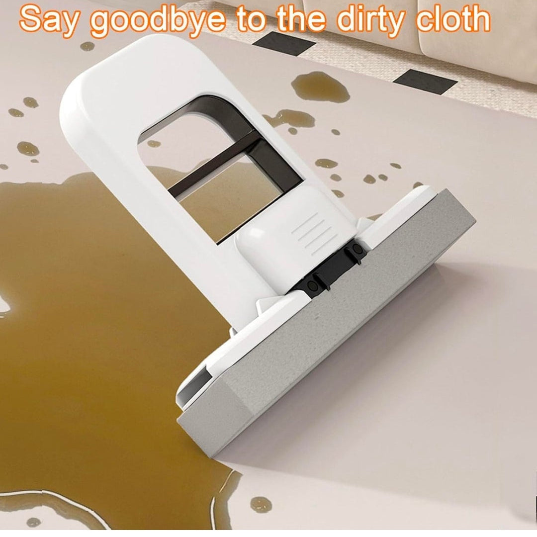 Mini Foldable Desktop Mop For Kitchen – Self‑Squeeze Sponge Mop for Wet & Dry Use – Portable Cleaning Tool – Kitchen, Bathroom, Glass, Living Room (1 Squeeze Handle + 2 Sponge Head)